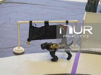 Visitors watch a robot perform at the China Robot Competition in Xi'an, China, on November 2, 2024. (