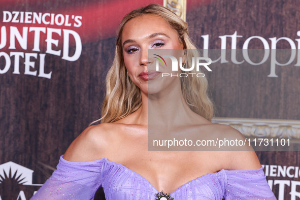 Alexis Ren arrives at Darren Dzienciol's Haunted Hotel Halloween Party 2024 presented by UTOPIA and Casa Azul Organic Tequila held at the Fa...