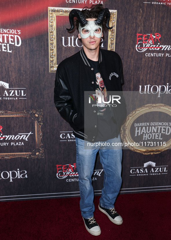 Paris Brosnan arrives at Darren Dzienciol's Haunted Hotel Halloween Party 2024 presented by UTOPIA and Casa Azul Organic Tequila held at the...