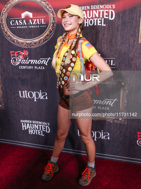 Josie Canseco arrives at Darren Dzienciol's Haunted Hotel Halloween Party 2024 presented by UTOPIA and Casa Azul Organic Tequila held at the...