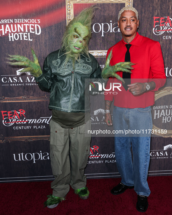 Tyga and Alexander Edwards arrive at Darren Dzienciol's Haunted Hotel Halloween Party 2024 presented by UTOPIA and Casa Azul Organic Tequila...