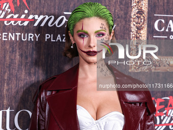 Carmella Rose arrives at Darren Dzienciol's Haunted Hotel Halloween Party 2024 presented by UTOPIA and Casa Azul Organic Tequila held at the...