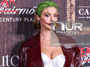 Carmella Rose arrives at Darren Dzienciol's Haunted Hotel Halloween Party 2024 presented by UTOPIA and Casa Azul Organic Tequila held at the...