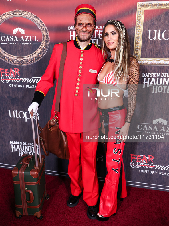 Darren Dzienciol and sister arrive at Darren Dzienciol's Haunted Hotel Halloween Party 2024 presented by UTOPIA and Casa Azul Organic Tequil...