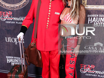 Darren Dzienciol and sister arrive at Darren Dzienciol's Haunted Hotel Halloween Party 2024 presented by UTOPIA and Casa Azul Organic Tequil...