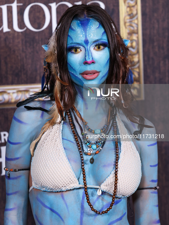 Kayla Richart arrives at Darren Dzienciol's Haunted Hotel Halloween Party 2024 presented by UTOPIA and Casa Azul Organic Tequila held at the...