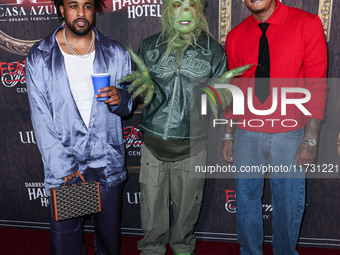 Keefa Black, Tyga and Alexander Edwards arrive at Darren Dzienciol's Haunted Hotel Halloween Party 2024 presented by UTOPIA and Casa Azul Or...