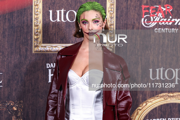 Carmella Rose arrives at Darren Dzienciol's Haunted Hotel Halloween Party 2024 presented by UTOPIA and Casa Azul Organic Tequila held at the...