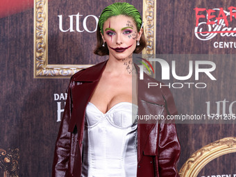 Carmella Rose arrives at Darren Dzienciol's Haunted Hotel Halloween Party 2024 presented by UTOPIA and Casa Azul Organic Tequila held at the...