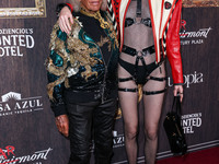 James Goldstein and Tamara Buckley arrive at Darren Dzienciol's Haunted Hotel Halloween Party 2024 presented by UTOPIA and Casa Azul Organic...