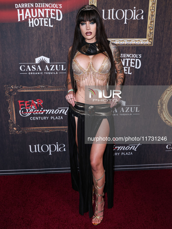 Summer Soderstrom arrives at Darren Dzienciol's Haunted Hotel Halloween Party 2024 presented by UTOPIA and Casa Azul Organic Tequila held at...