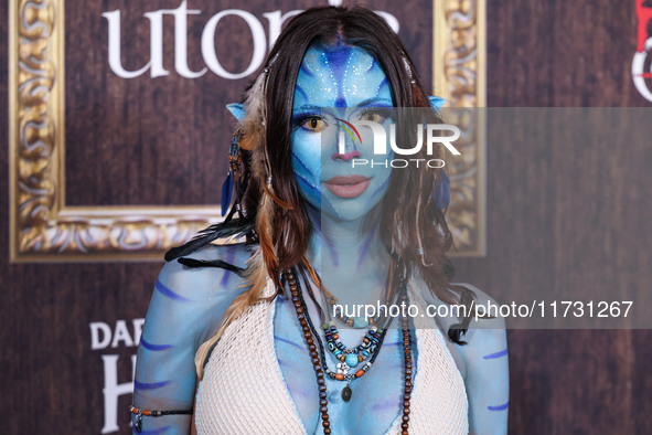 Kayla Richart arrives at Darren Dzienciol's Haunted Hotel Halloween Party 2024 presented by UTOPIA and Casa Azul Organic Tequila held at the...