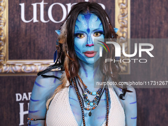 Kayla Richart arrives at Darren Dzienciol's Haunted Hotel Halloween Party 2024 presented by UTOPIA and Casa Azul Organic Tequila held at the...