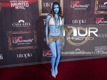 Kayla Richart arrives at Darren Dzienciol's Haunted Hotel Halloween Party 2024 presented by UTOPIA and Casa Azul Organic Tequila held at the...