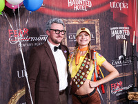 Johnny Manziel and Josie Canseco arrive at Darren Dzienciol's Haunted Hotel Halloween Party 2024 presented by UTOPIA and Casa Azul Organic T...