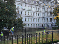 New fences are installed at the White House complex in Washington, D.C., United States, on November 1, 2024, as the election draws near. The...