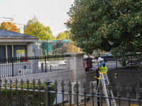 New fences are installed at the White House complex in Washington, D.C., United States, on November 1, 2024, as the election draws near. The...