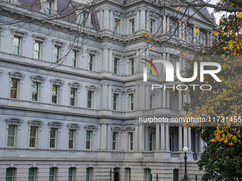 New fences are installed at the White House complex in Washington, D.C., United States, on November 1, 2024, as the election draws near. The...