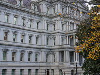 New fences are installed at the White House complex in Washington, D.C., United States, on November 1, 2024, as the election draws near. The...