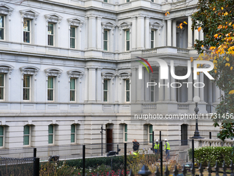 New fences are installed at the White House complex in Washington, D.C., United States, on November 1, 2024, as the election draws near. The...