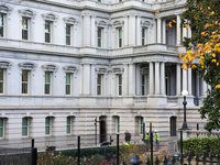 New fences are installed at the White House complex in Washington, D.C., United States, on November 1, 2024, as the election draws near. The...