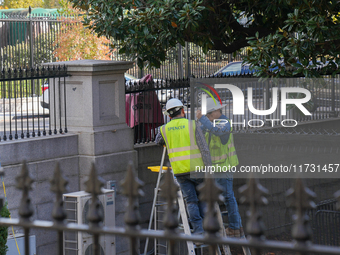 New fences are installed at the White House complex in Washington, D.C., United States, on November 1, 2024, as the election draws near. The...