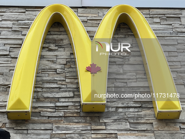 The logo is on a McDonald's restaurant in Toronto, Ontario, Canada, on October 30, 2024. 