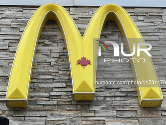 The logo is on a McDonald's restaurant in Toronto, Ontario, Canada, on October 30, 2024. (