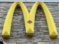 The logo is on a McDonald's restaurant in Toronto, Ontario, Canada, on October 30, 2024. (