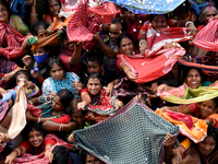 Hindu devotees participate in the 'Annakut' or 'Govardhan Puja' festival at the Madan Mohan temple in Kolkata, India, on November 2, 2024. G...