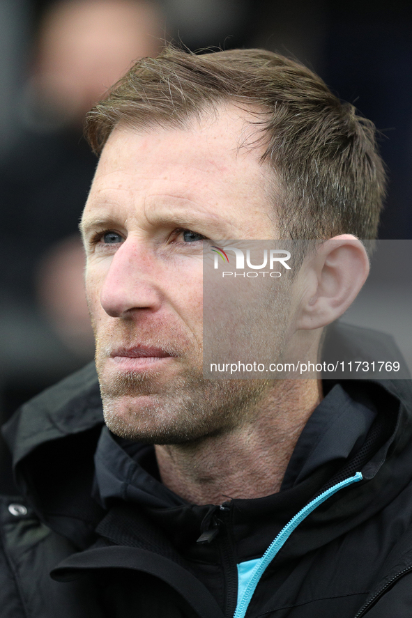 Carlisle United Manager Mike Williamson is present during the FA Cup First Round match between Carlisle United and Wigan Athletic at Brunton...