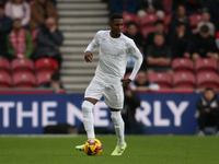 Isaiah Jones of Middlesbrough plays during the Sky Bet Championship match between Middlesbrough and Coventry City at the Riverside Stadium i...