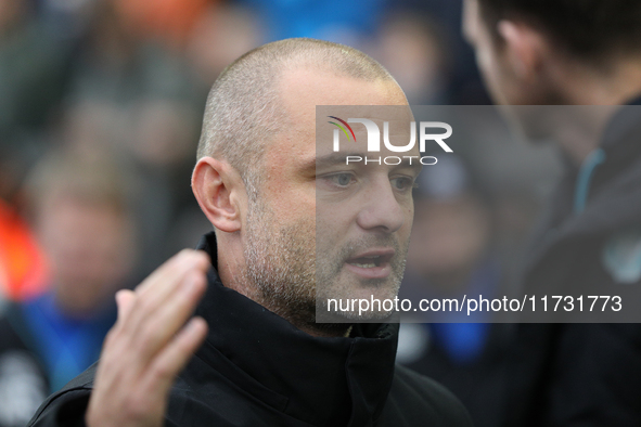 Wigan Athletic Manager Shaun Maloney is present during the FA Cup First Round match between Carlisle United and Wigan Athletic at Brunton Pa...