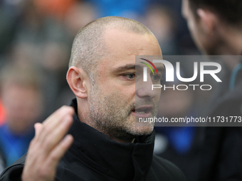 Wigan Athletic Manager Shaun Maloney is present during the FA Cup First Round match between Carlisle United and Wigan Athletic at Brunton Pa...