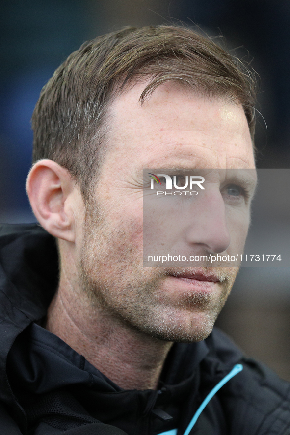 Carlisle United Manager Mike Williamson is present during the FA Cup First Round match between Carlisle United and Wigan Athletic at Brunton...