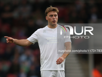 Aidan Morris of Middlesbrough plays during the Sky Bet Championship match between Middlesbrough and Coventry City at the Riverside Stadium i...