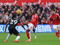 Callum Hudson-Odoi of Nottingham Forest competes with Aaron Wan-Bissaka of West Ham United during the Premier League match between Nottingha...