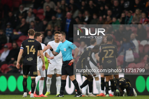 Hayden Hackney is sent off during the Sky Bet Championship match between Middlesbrough and Coventry City at the Riverside Stadium in Middles...