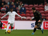 Isaiah Jones of Middlesbrough takes on Luis Binks of Coventry City during the Sky Bet Championship match between Middlesbrough and Coventry...