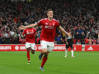 Chris Wood of Nottingham Forest celebrates after scoring a goal to make it 1-0 during the Premier League match between Nottingham Forest and...