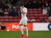 Hayden Hackney leaves the field following his red card during the Sky Bet Championship match between Middlesbrough and Coventry City at the...