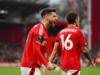 Alex Moreno of Nottingham Forest celebrates after Chris Wood of Nottingham Forest scores a goal during the Premier League match between Nott...