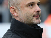 Wigan Athletic Manager Shaun Maloney is present during the FA Cup First Round match between Carlisle United and Wigan Athletic at Brunton Pa...