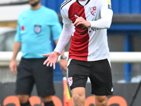 Jamie Andrews (6 Woking) goes forward during the FA Cup First Round match between Woking and Cambridge United at the Kingfield Stadium in Wo...