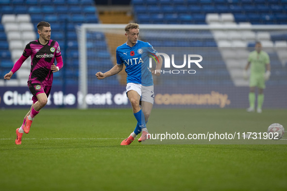 During the FA Cup First Round match between Stockport County and Forest Green Rovers at Edgeley Park Stadium in Stockport, England, on Novem...