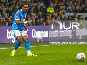 Jayden Fevrier #10 of Stockport County F.C. during the FA Cup First Round match between Stockport County and Forest Green Rovers at the Edge...