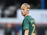 Liam Bennet (2 Cambridge United) looks on during the FA Cup First Round match between Woking and Cambridge United at the Kingfield Stadium i...