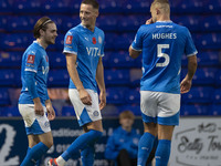 Fraser Horsfall #6 of Stockport County F.C. celebrates his goal during the FA Cup First Round match between Stockport County and Forest Gree...