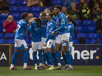 Fraser Horsfall #6 of Stockport County F.C. celebrates his goal during the FA Cup First Round match between Stockport County and Forest Gree...