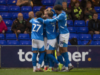 Fraser Horsfall #6 of Stockport County F.C. celebrates his goal during the FA Cup First Round match between Stockport County and Forest Gree...